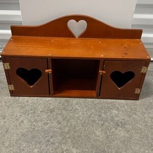 Wooden Wall Shelf with Heart Cutouts